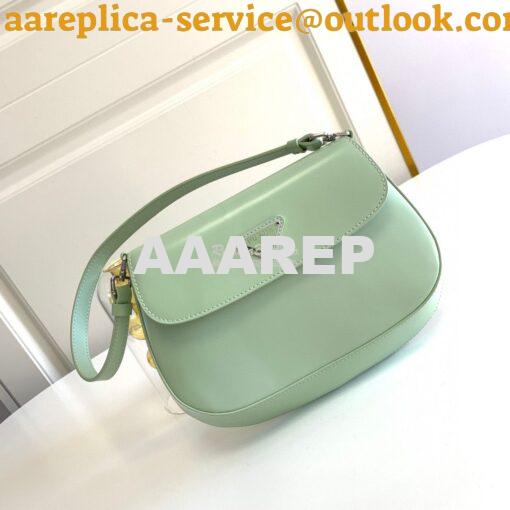 Replica Prada Cleo Brushed Leather Shoulder Bag With Flap 1BD311 Aqua 2