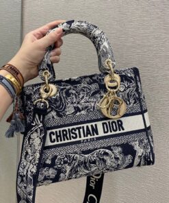 Replica Dior Medium Lady D-Lite Bag Blue Toile de Jouy Reverse Embroid