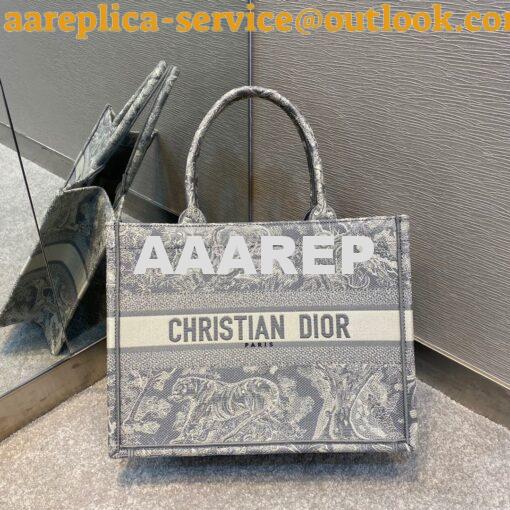 Replica Dior Book Tote bag in Gray Toile de Jouy Reverse Embroidery 10