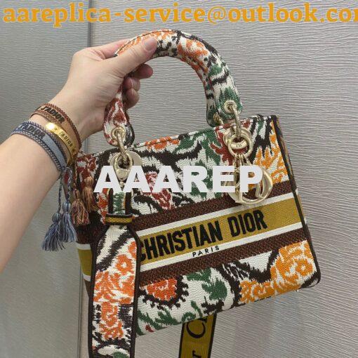 Replica Dior Medium Lady D-Lite Bag Yellow Multicolor Dior Paisley Emb