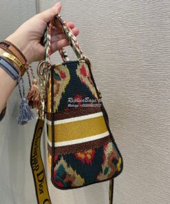 Replica Dior Medium Lady D-Lite Bag Yellow Multicolor Dior Paisley Emb 2