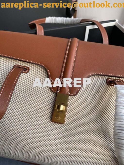 Replica Celine Medium Soft 16 In Textile And Calfskin Natural Tan 1955 4