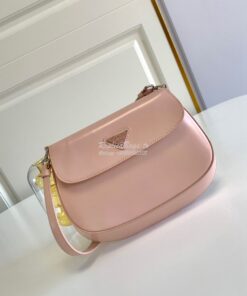 Replica Prada Cleo Brushed Leather Shoulder Bag With Flap 1BD311 Pink 2