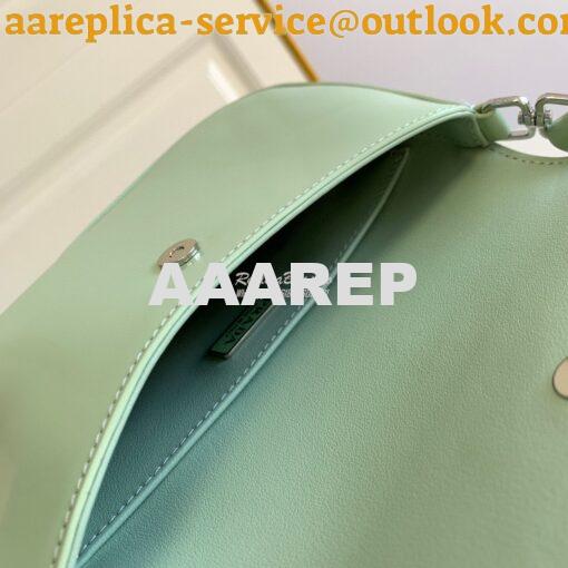 Replica Prada Cleo Brushed Leather Shoulder Bag With Flap 1BD311 Aqua 9