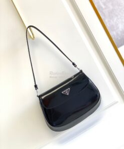 Replica Prada Cleo Brushed Leather Shoulder Bag With Flap 1BD311 Black