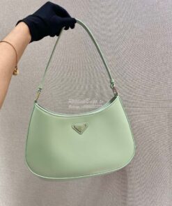 Replica Prada Cleo Brushed Leather Shoulder Bag 1BC499 Green