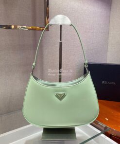 Replica Prada Cleo Brushed Leather Shoulder Bag 1BC499 Green 2