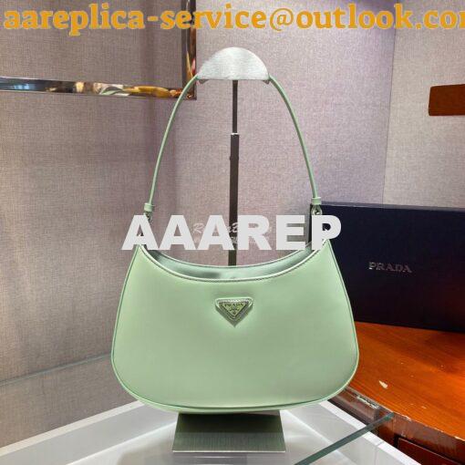 Replica Prada Cleo Brushed Leather Shoulder Bag 1BC499 Green 2