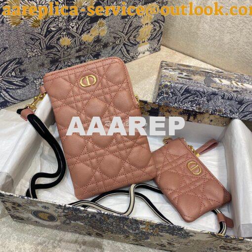 Replica Dior Caro Multifunctional Pouch Dark Nude Supple Cannage Calfs