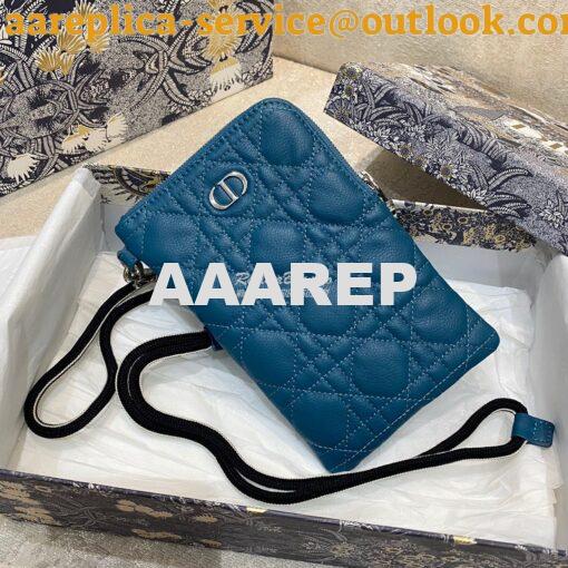 Replica Dior Caro Multifunctional Pouch Ocean Blue Supple Cannage Calf 2