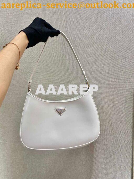 Replica Prada Cleo Brushed Leather Shoulder Bag 1BC499 White