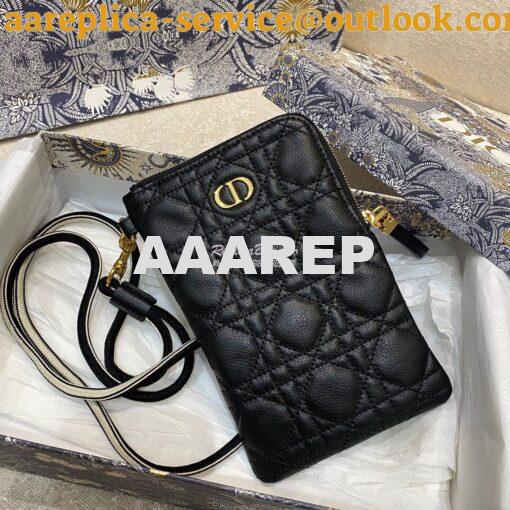 Replica Dior Caro Multifunctional Pouch Black Supple Cannage Calfskin 2