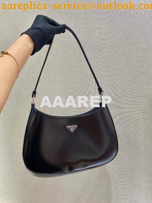 Replica Prada Cleo Brushed Leather Shoulder Bag 1BC499 Black