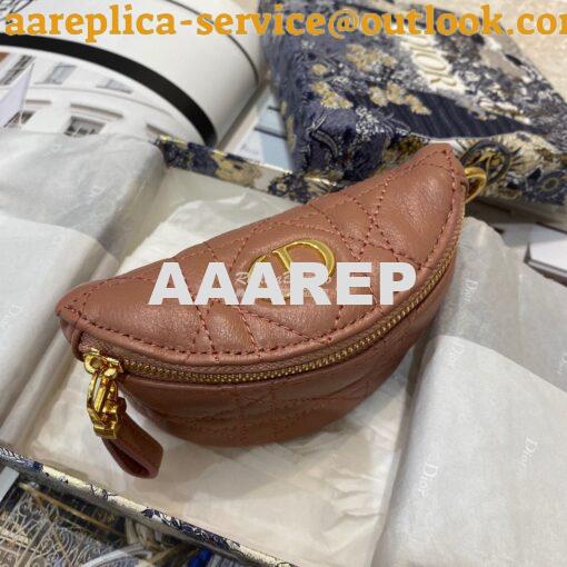 Replica Dior Caro Detachable Half-Moon Coin Purse in Dark Nude Cannage 3