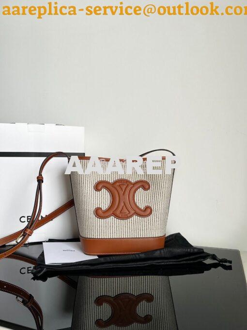 Replica Celine Small Bucket Cuir Triomphe In Striped Textile And Calfs