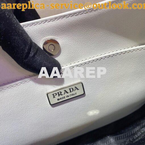 Replica Prada Cleo Brushed Leather Shoulder Bag 1BC499 White 8