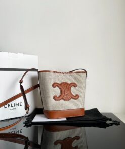 Replica Celine Small Bucket Cuir Triomphe In Striped Textile And Calfs 2