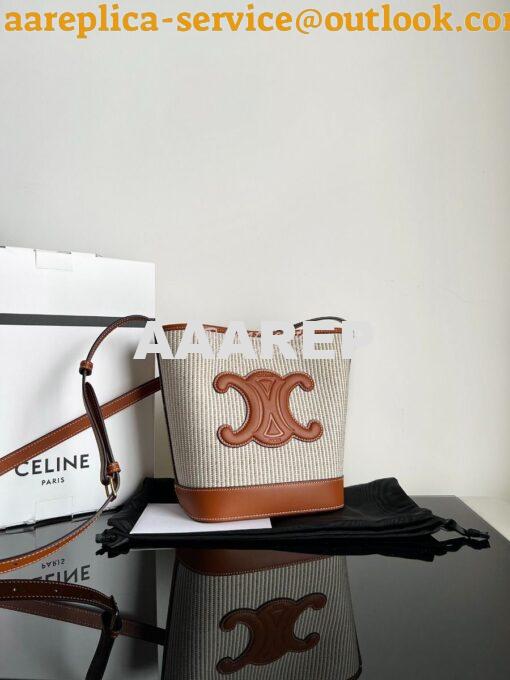 Replica Celine Small Bucket Cuir Triomphe In Striped Textile And Calfs 2