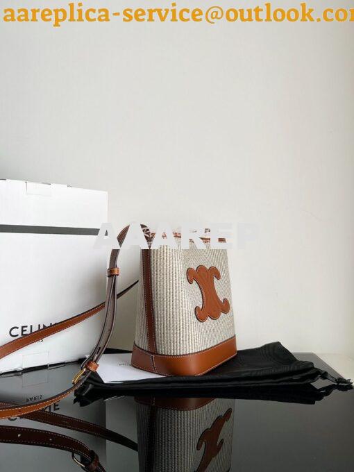 Replica Celine Small Bucket Cuir Triomphe In Striped Textile And Calfs 3