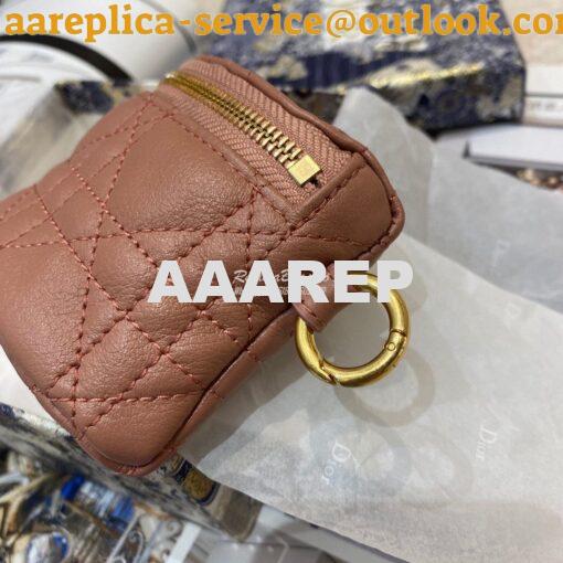 Replica Dior Caro Detachable Half-Moon Coin Purse in Dark Nude Cannage 5