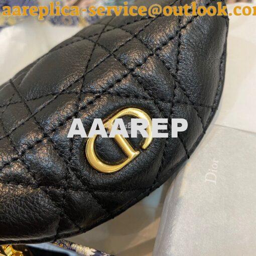 Replica Dior Caro Detachable Half-Moon Coin Purse in Black Cannage Sup 3