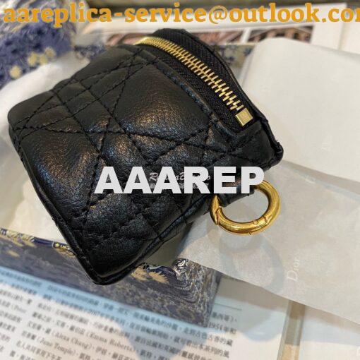 Replica Dior Caro Detachable Half-Moon Coin Purse in Black Cannage Sup 4