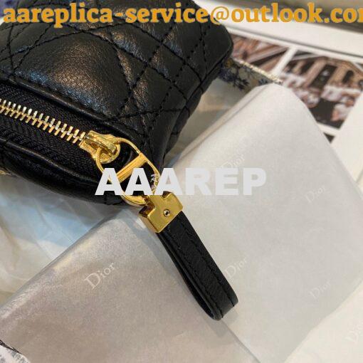 Replica Dior Caro Detachable Half-Moon Coin Purse in Black Cannage Sup 6