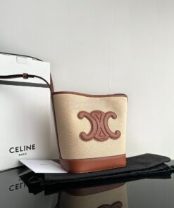 Replica Celine Small Bucket Cuir Triomphe In Textile And Calfskin 1982 2