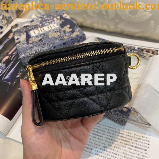 Replica Dior Caro Detachable Half-Moon Coin Purse in Black Cannage Sup 7