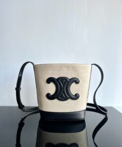 Replica Celine Small Bucket Cuir Triomphe In Textile And Calfskin 1982 2