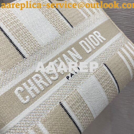 Replica Dior Medium Lady D-lite Bag Beige D-Stripes Embroidery 4