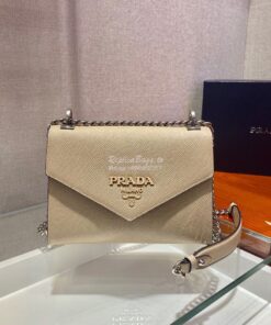 Replica Prada Monochrome Saffiano leather bag 1BD127 Beige