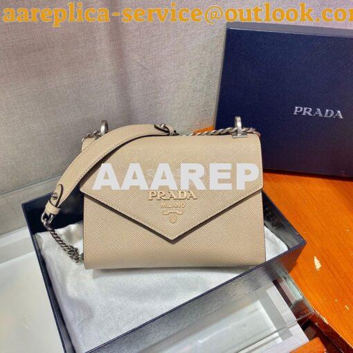 Replica Prada Monochrome Saffiano leather bag 1BD127 Beige 2