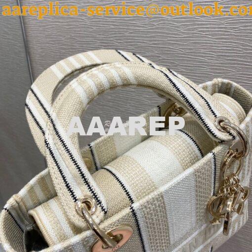 Replica Dior Medium Lady D-lite Bag Beige D-Stripes Embroidery 6