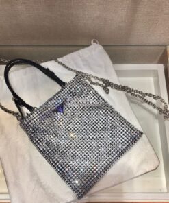 Replica Prada Satin Handbag with Decoration 1BA253 Crystals 2