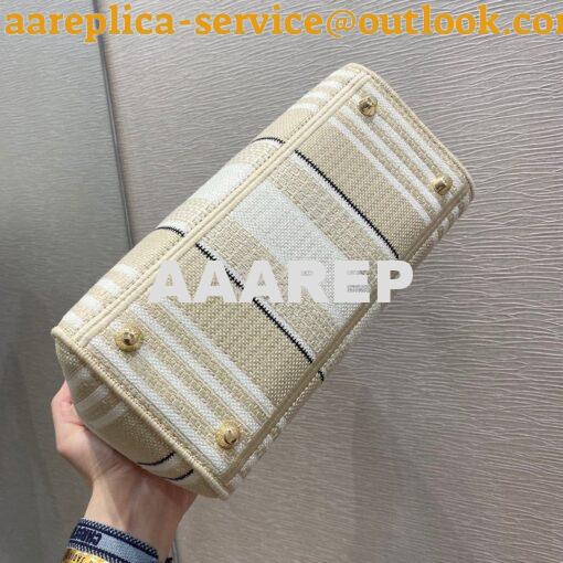 Replica Dior Medium Lady D-lite Bag Beige D-Stripes Embroidery 9