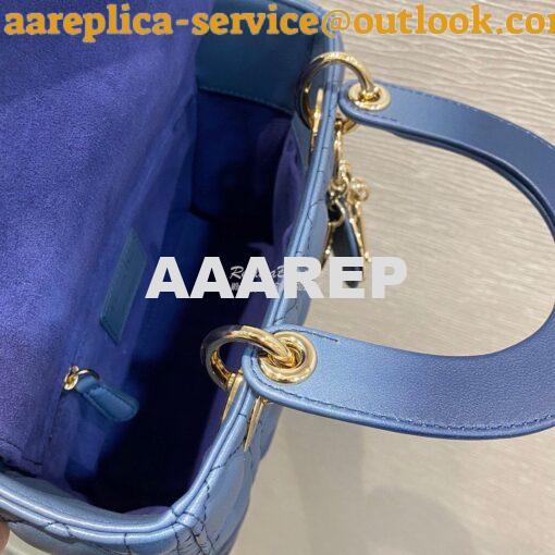 Replica Dior Lady Dior My ABCdior Bag Blue Gradient Cannage Lambskin M 7