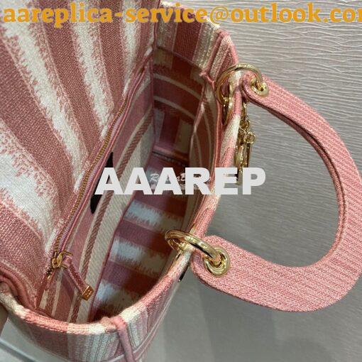 Replica Dior Medium Lady D-lite Bag Pink D-Stripes Embroidery 8