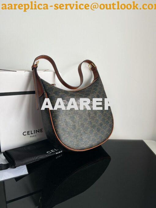 Replica Celine Heloise Bag In Triomphe Canvas And Calfskin 114713 Tan 3