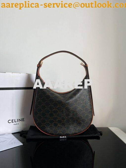 Replica Celine Heloise Bag In Triomphe Canvas And Calfskin 114713 Tan 6