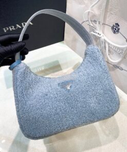 Replica Prada Re-edition 2000 Shearling Mini-bag 1NE515 Periwinkle Blu