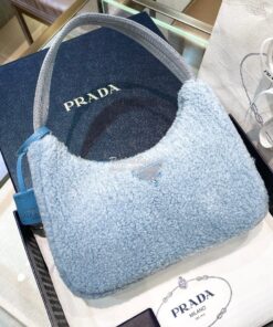 Replica Prada Re-edition 2000 Shearling Mini-bag 1NE515 Periwinkle Blu 2