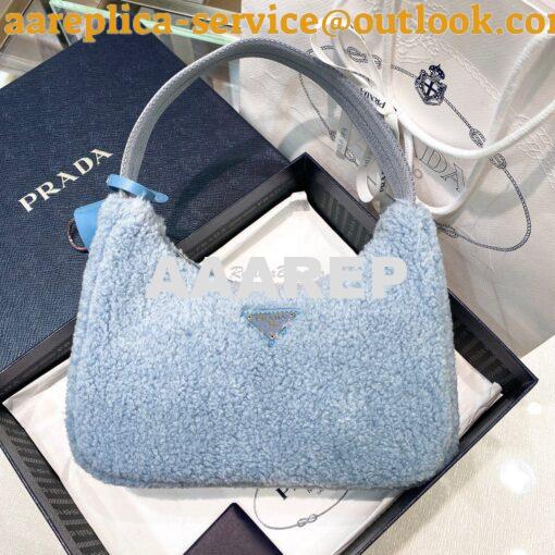 Replica Prada Re-edition 2000 Shearling Mini-bag 1NE515 Periwinkle Blu 4