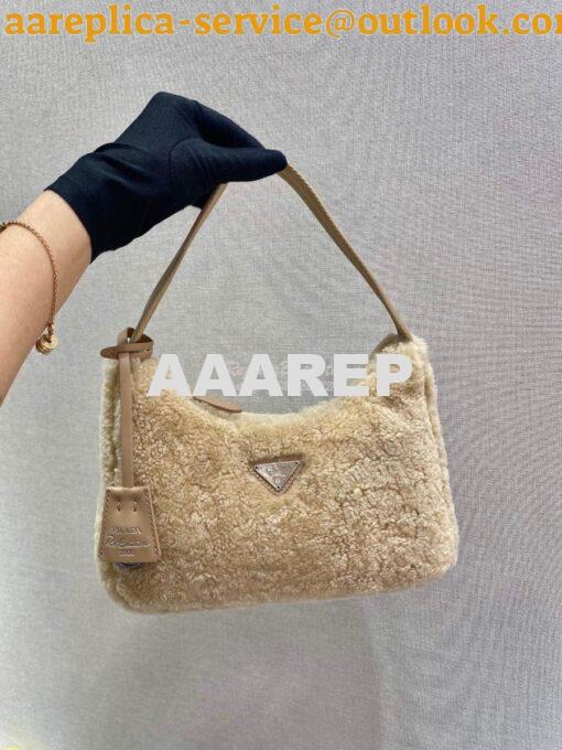 Replica Prada Re-edition 2000 Shearling Mini-bag 1NE515 Ecru