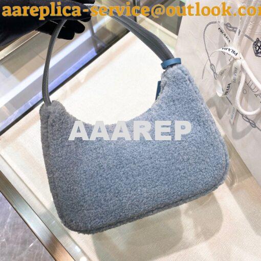 Replica Prada Re-edition 2000 Shearling Mini-bag 1NE515 Periwinkle Blu 7