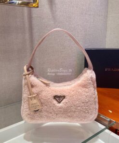 Replica Prada Re-edition 2000 Shearling Mini-bag 1NE515 Pink 2