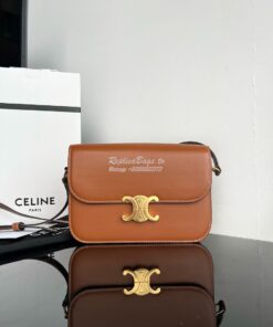 Replica Celine Triomphe Bag Shiny Calfskin in Tan Color