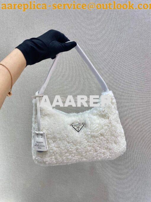 Replica Prada Re-edition 2000 Shearling Mini-bag 1NE515 White