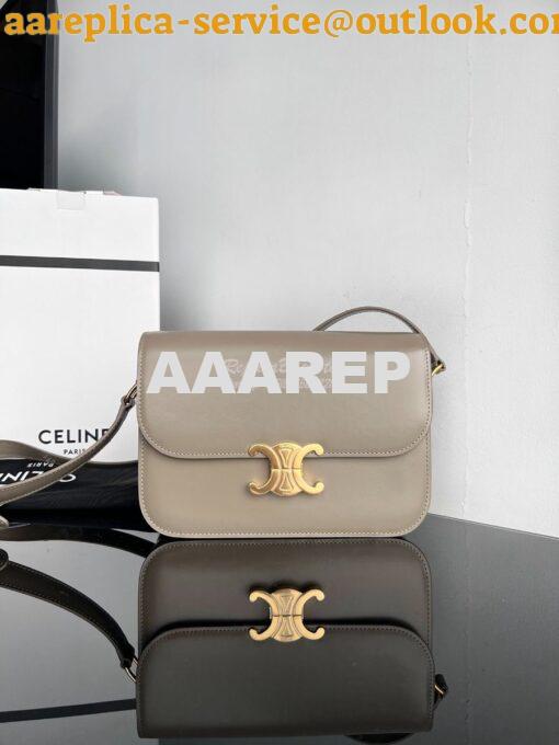 Replica Celine Triomphe Bag Natural Calfskin in Pebble Grey