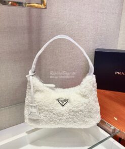 Replica Prada Re-edition 2000 Shearling Mini-bag 1NE515 White 2